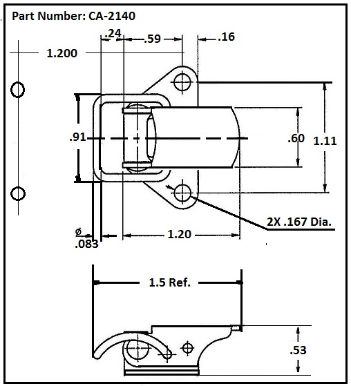 CA2140 Draw Latch with Curved Loop Bail , Latches & Catches